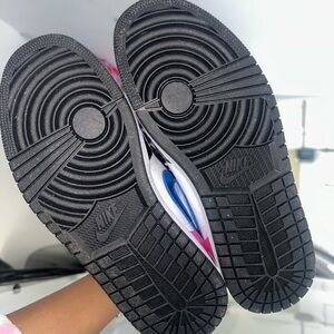 Jordan 1s pink blue white neon green and black